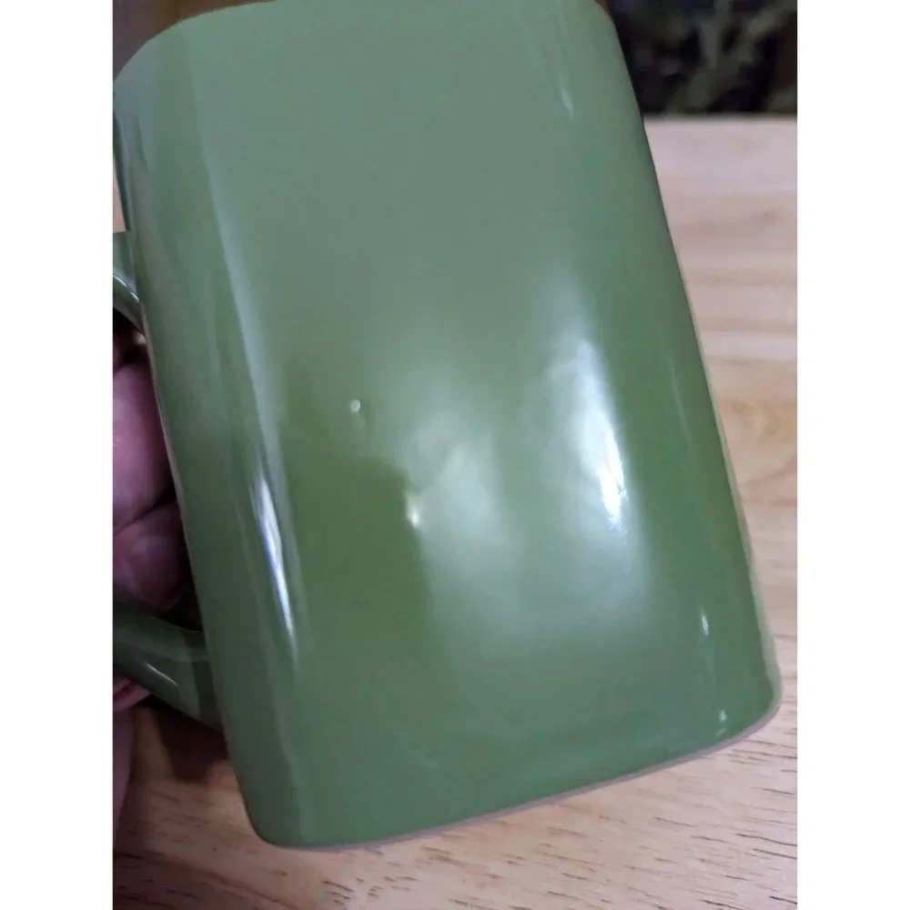 Royal Norfolk stoneware coffee tea mug green brown square bottom 5 in Replacemen